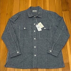 Mango Men's Charcoal Button-Up Shirt Jacket